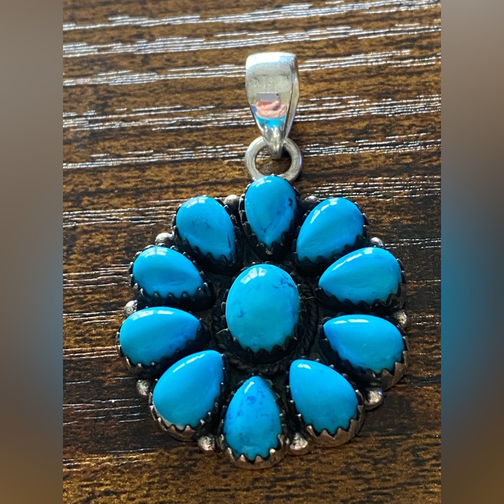 SOLD! Southwest Sleeping Beauty Turquoise Pendant set in 925 Sterling Silver